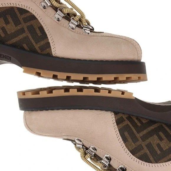Authentic Fendi Leather Monogram Hiking Boots men size UK5 US6